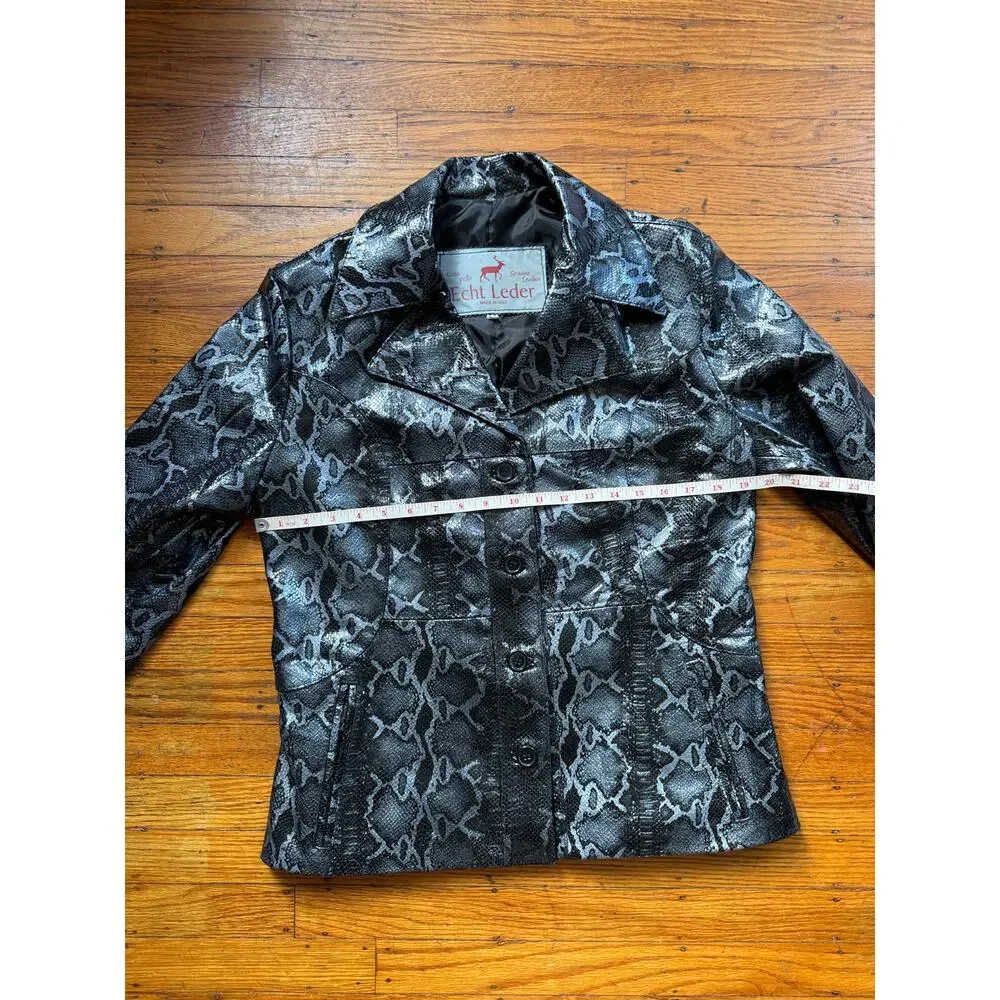 Men's Leather Snakeskin-look Blazer Jacket, Medium